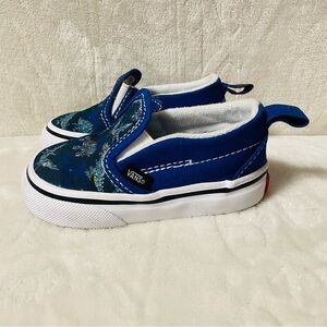 Vans Toddler Slip-On V Shoe Robotic Dino Blue/True White Size 4.5
